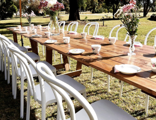 Rustic timber trestle table - 1.8m (seats 6-8) - Image 3